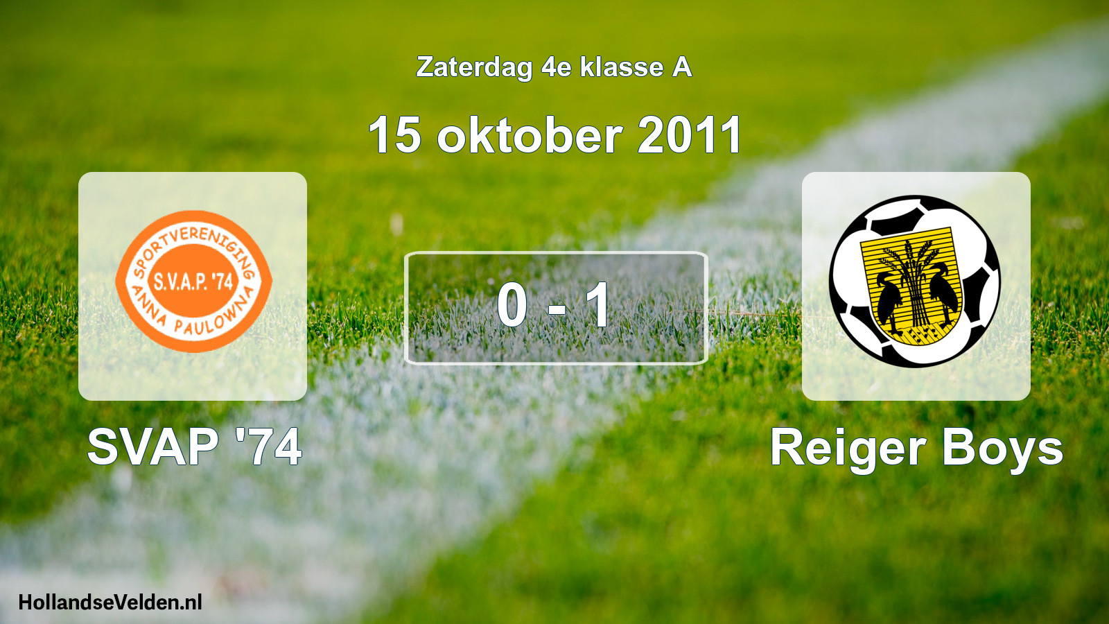 Total number of matches played: SVAP '74 - Reiger Boys 0 - 1 (15 October 2011)