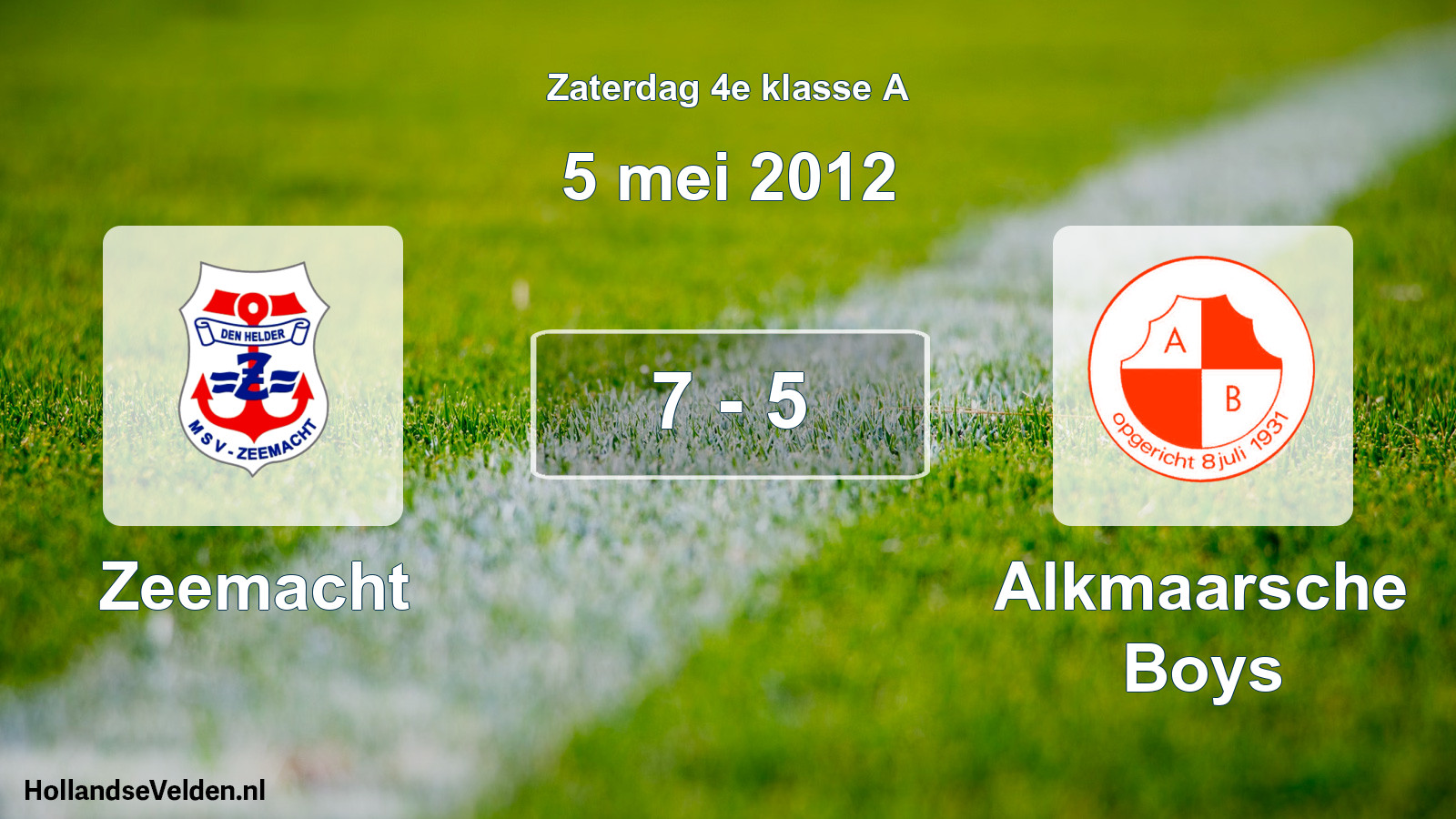 Total number of matches played: Zeemacht - Alkmaarsche Boys 7 - 5 (5 May 2012)
