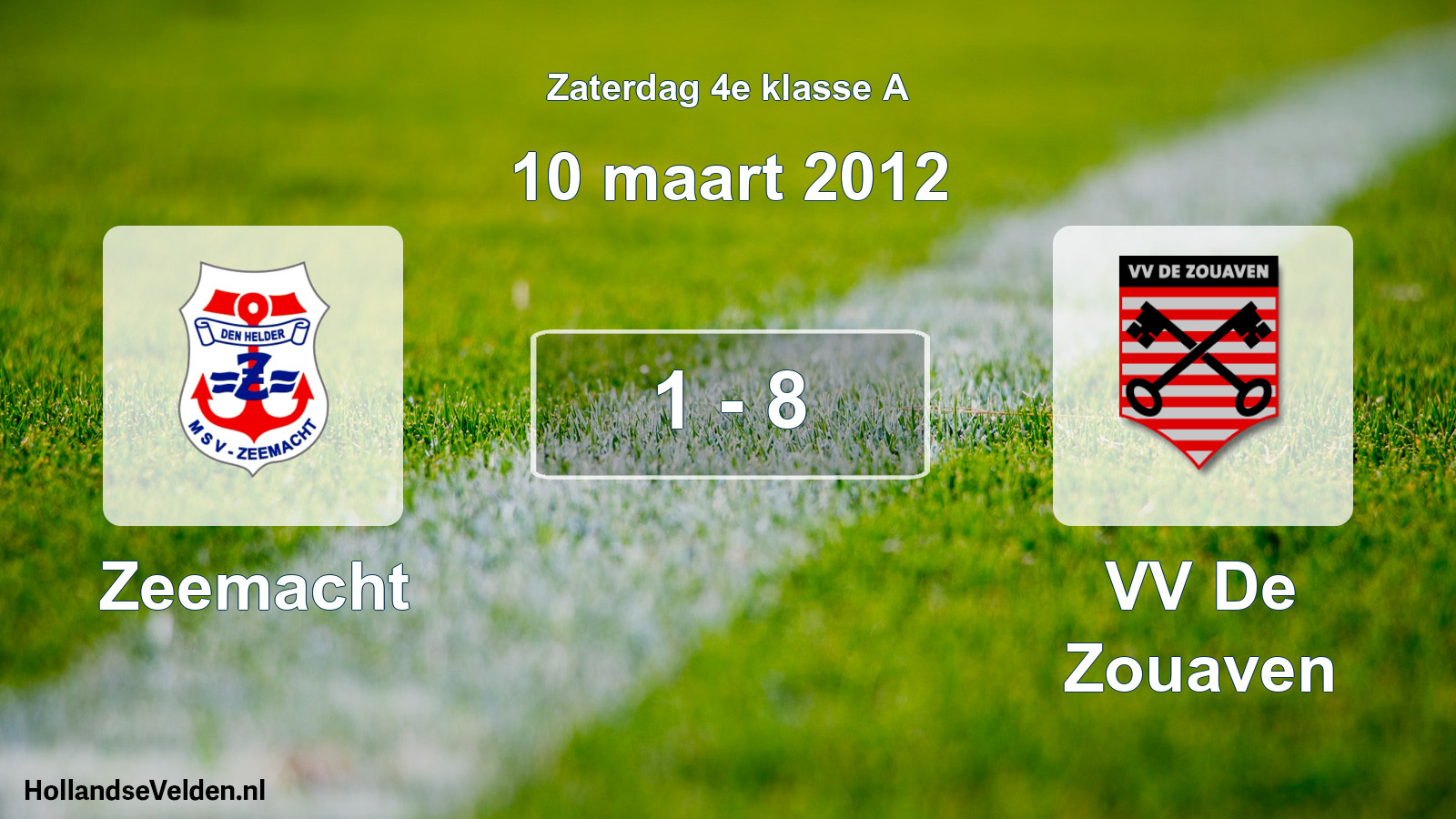 Total number of matches played: Zeemacht - VV De Zouaven 1 - 8 (10 March 2012)