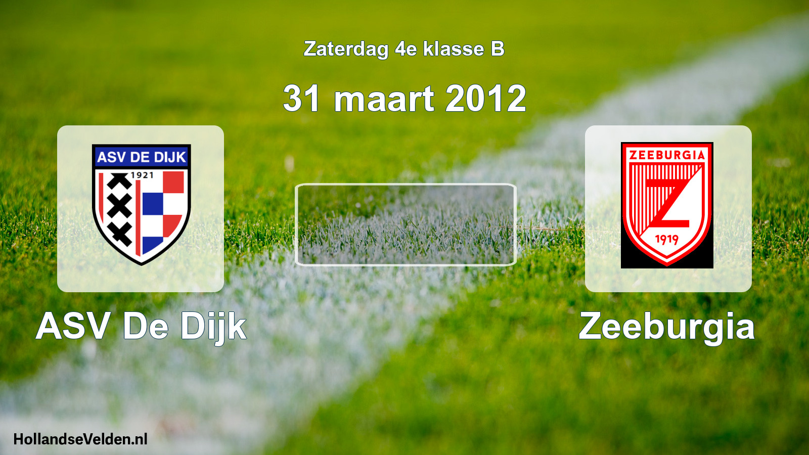 Scheduled Match: ASV De Dijk - Zeeburgia (31 March 2012)