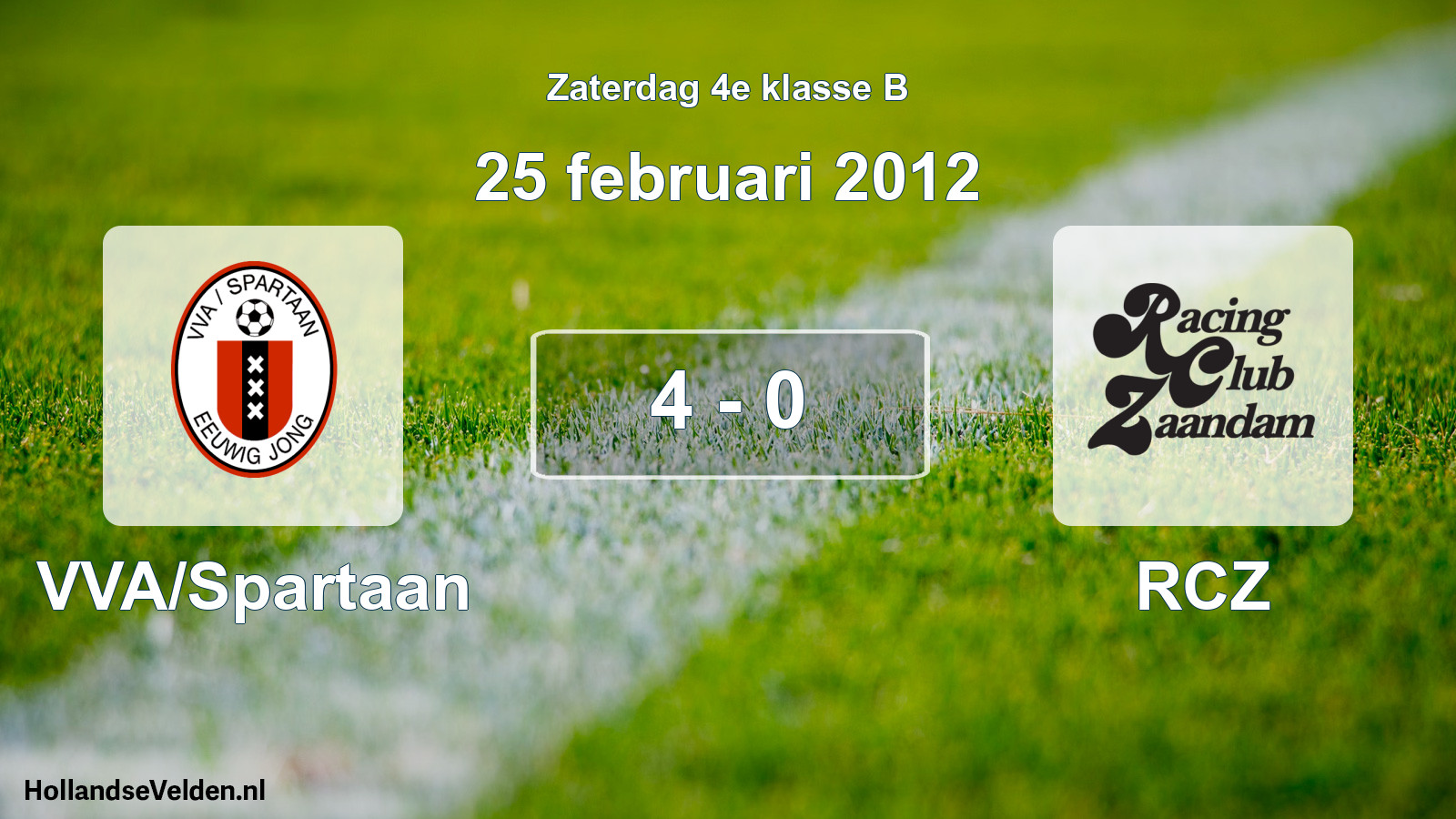 Total number of matches played: VVA/Spartaan - RCZ 4 - 0 (25 February 2012)