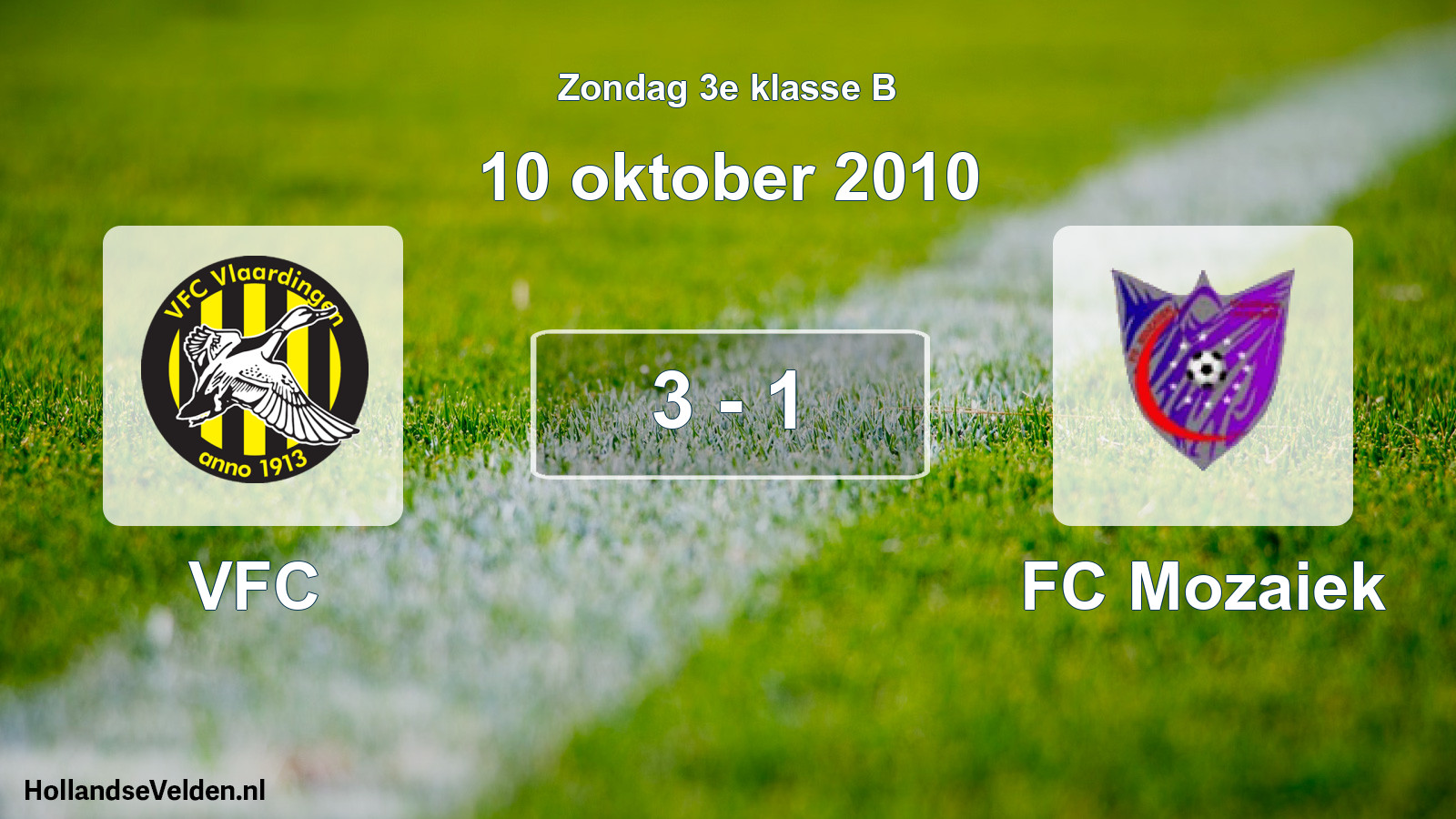 Total number of matches played: VFC - FC Mozaiek 3 - 1 (10 October 2010)