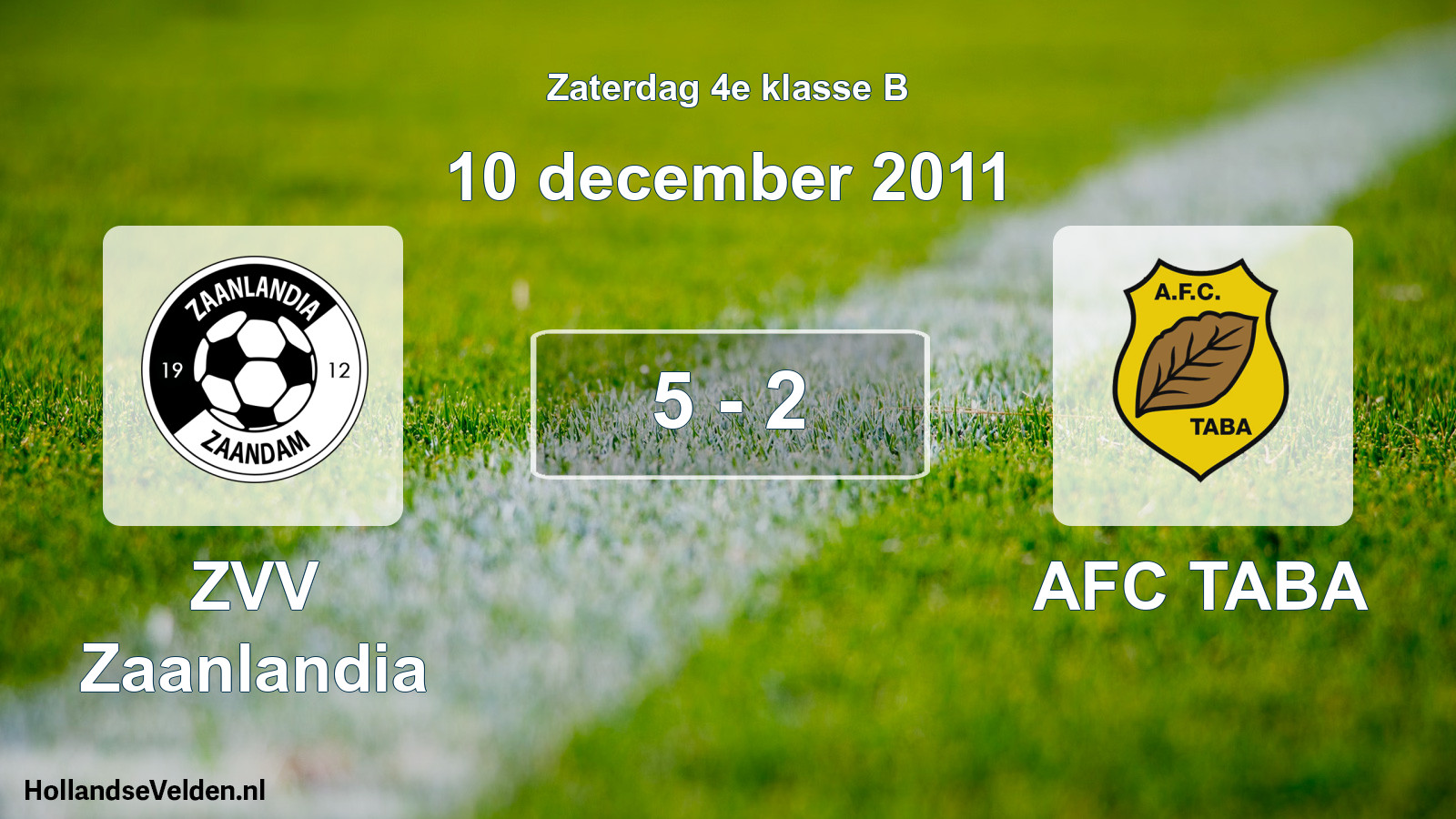 Total number of matches played: ZVV Zaanlandia - AFC TABA 5 - 2 (10 December 2011)