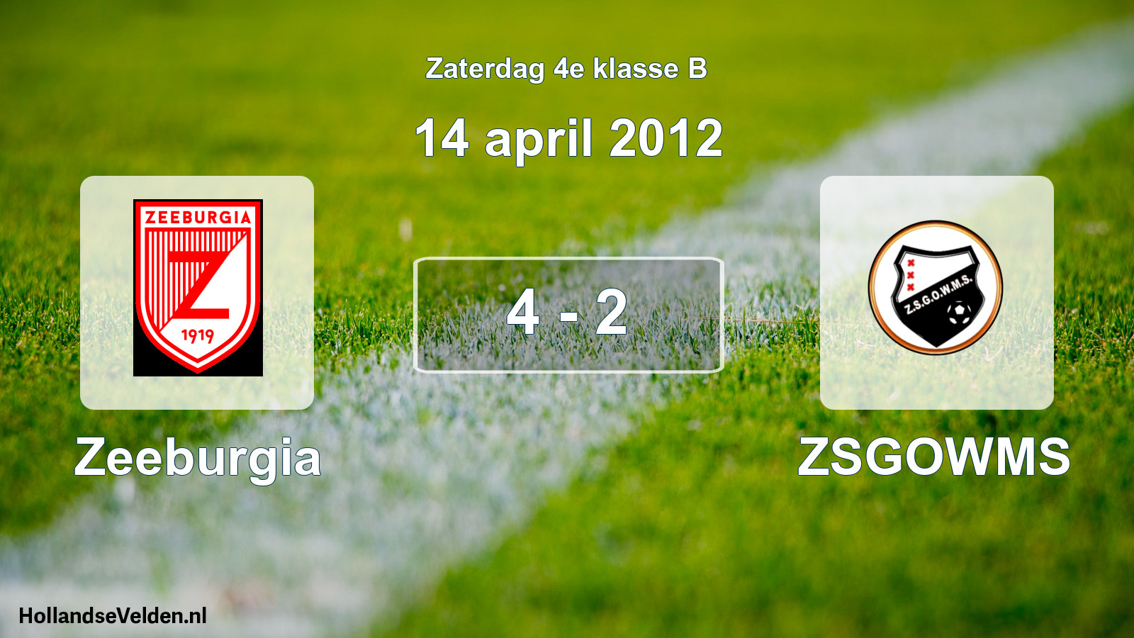 Total number of matches played: Zeeburgia - ZSGOWMS 4 - 2 (14 April 2012)