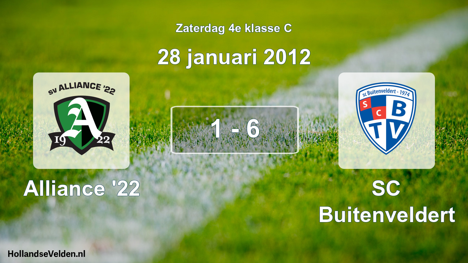 Total number of matches played: Alliance '22 - SC Buitenveldert 1 - 6 (28 January 2012)
