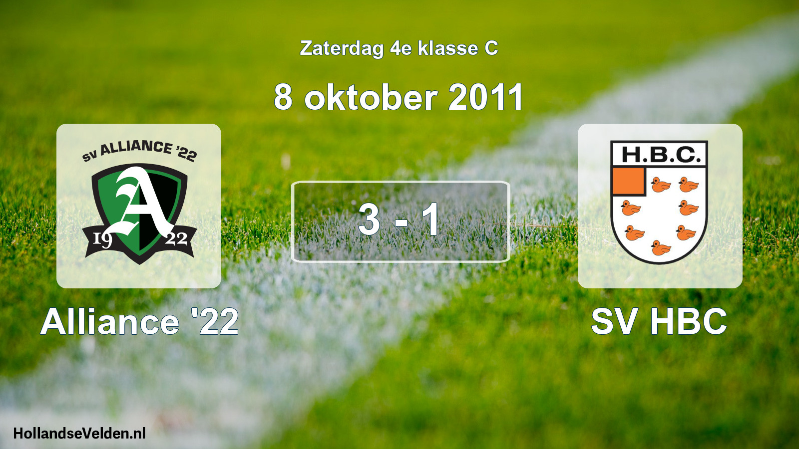 Total number of matches played: Alliance '22 - SV HBC 3 - 1 (8 October 2011)