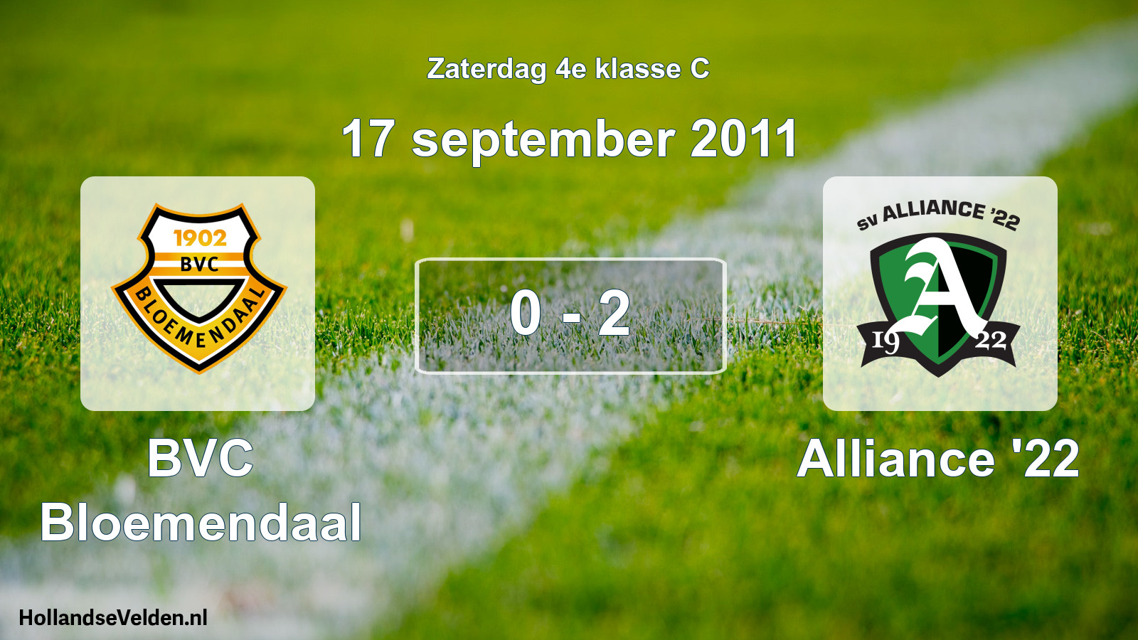 Total number of matches played: BVC Bloemendaal - Alliance '22 0 - 2 (17 September 2011)
