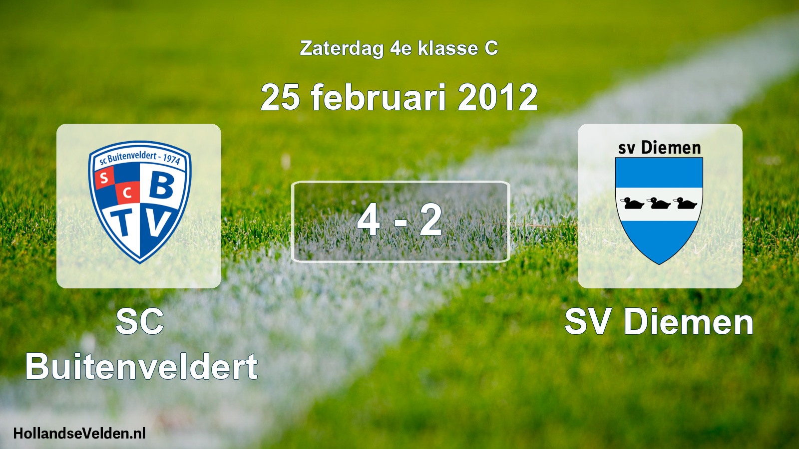 Total number of matches played: SC Buitenveldert - SV Diemen 4 - 2 (25 February 2012)