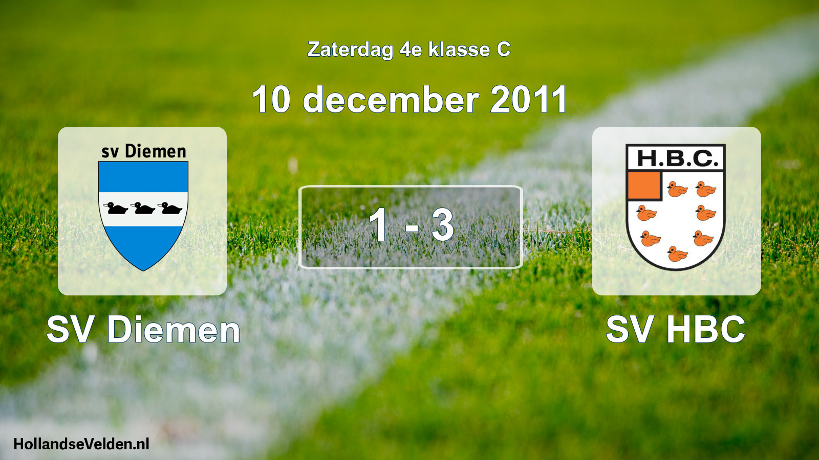 Total number of matches played: SV Diemen - SV HBC 1 - 3 (10 December 2011)