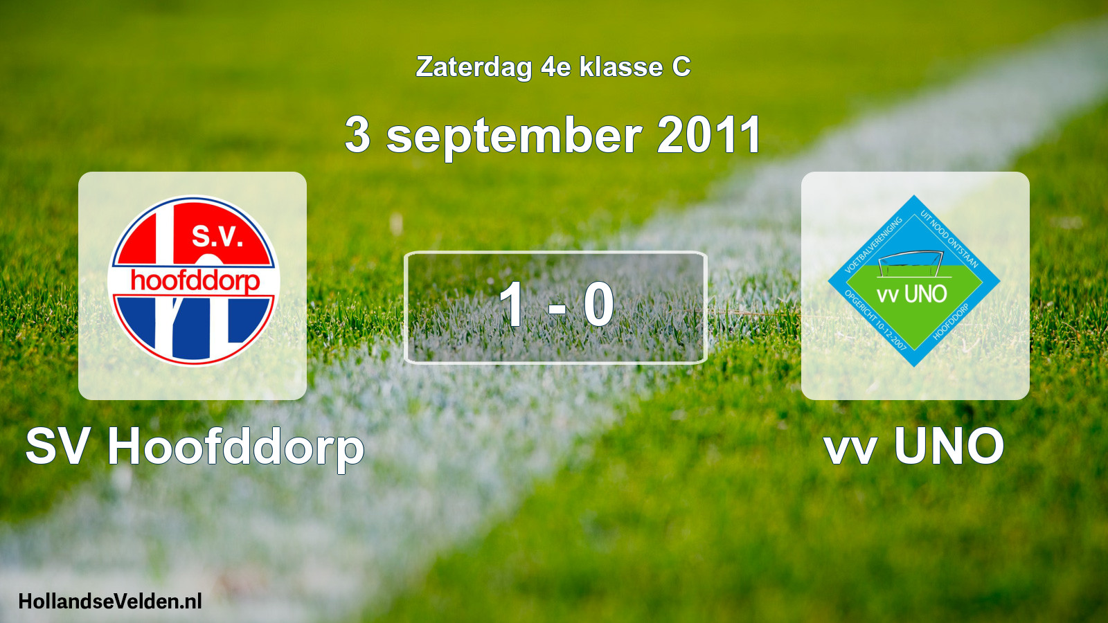 Total number of matches played: SV Hoofddorp - vv UNO 1 - 0 (3 September 2011)