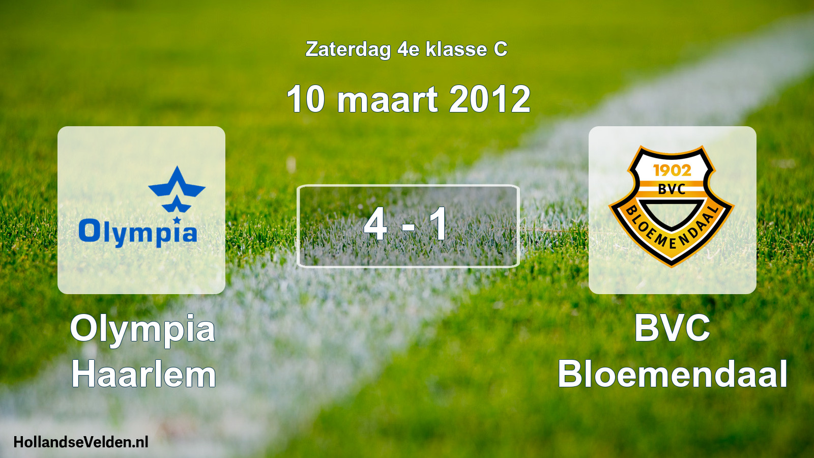 Total number of matches played: Olympia Haarlem - BVC Bloemendaal 4 - 1 (10 March 2012)