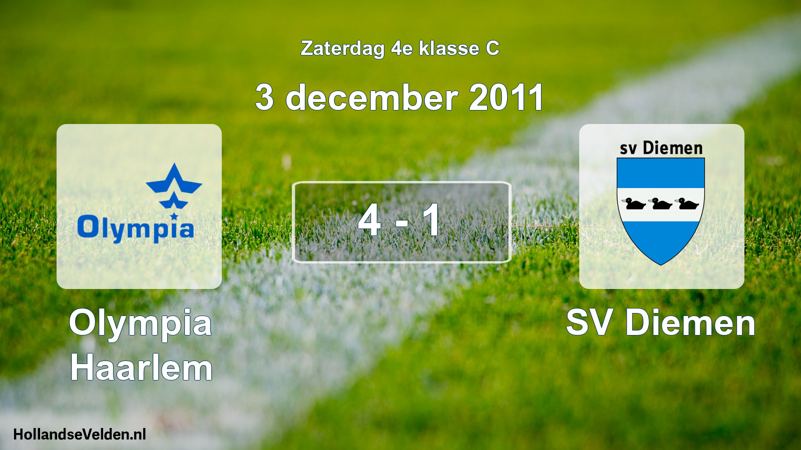 Total number of matches played: Olympia Haarlem - SV Diemen 4 - 1 (3 December 2011)