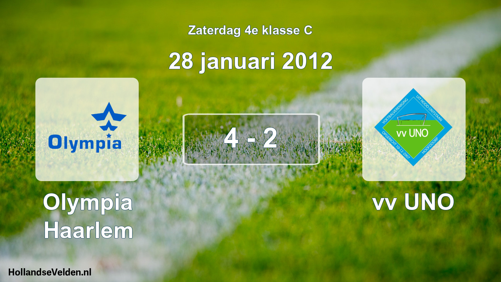 Total number of matches played: Olympia Haarlem - vv UNO 4 - 2 (28 January 2012)