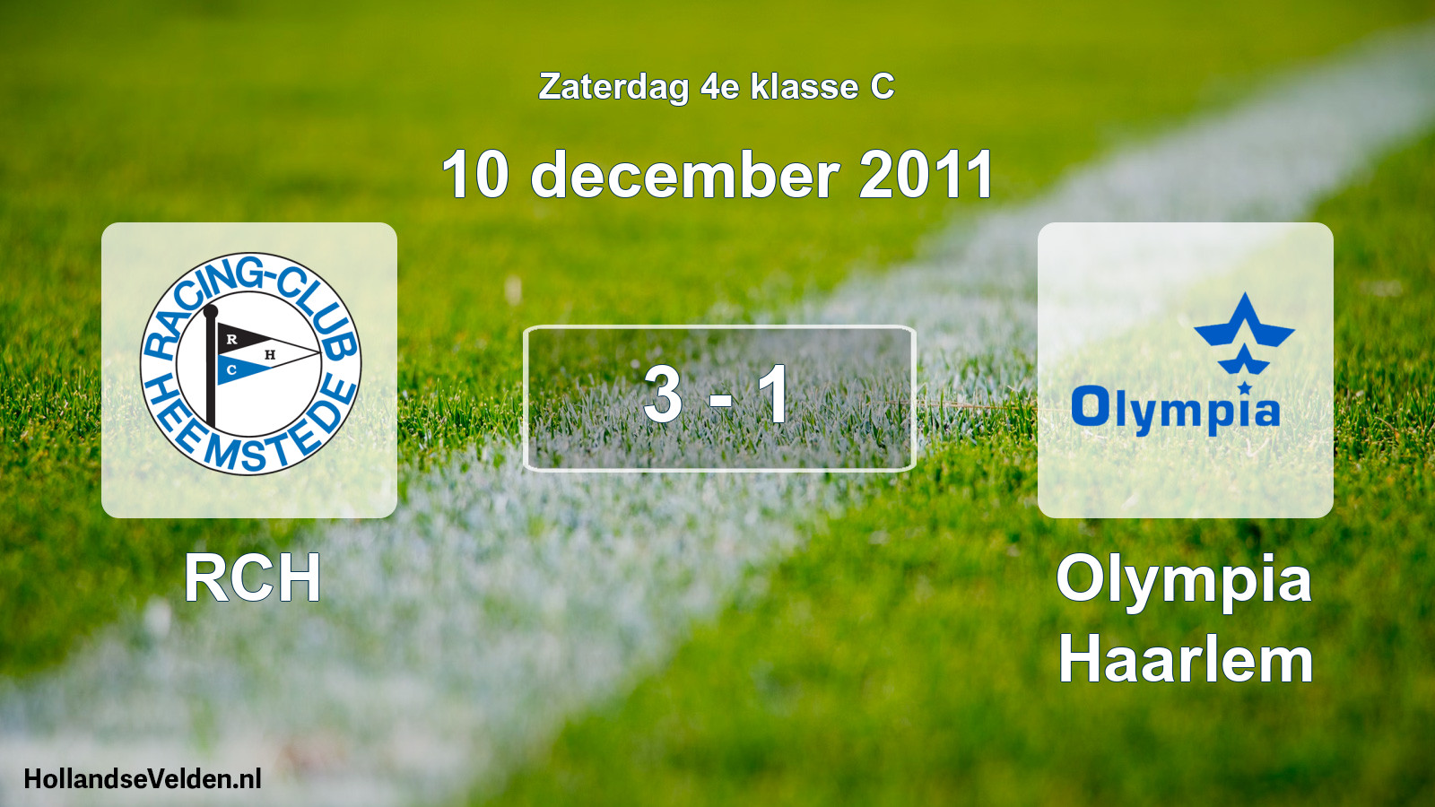 Total number of matches played: RCH - Olympia Haarlem 3 - 1 (10 December 2011)