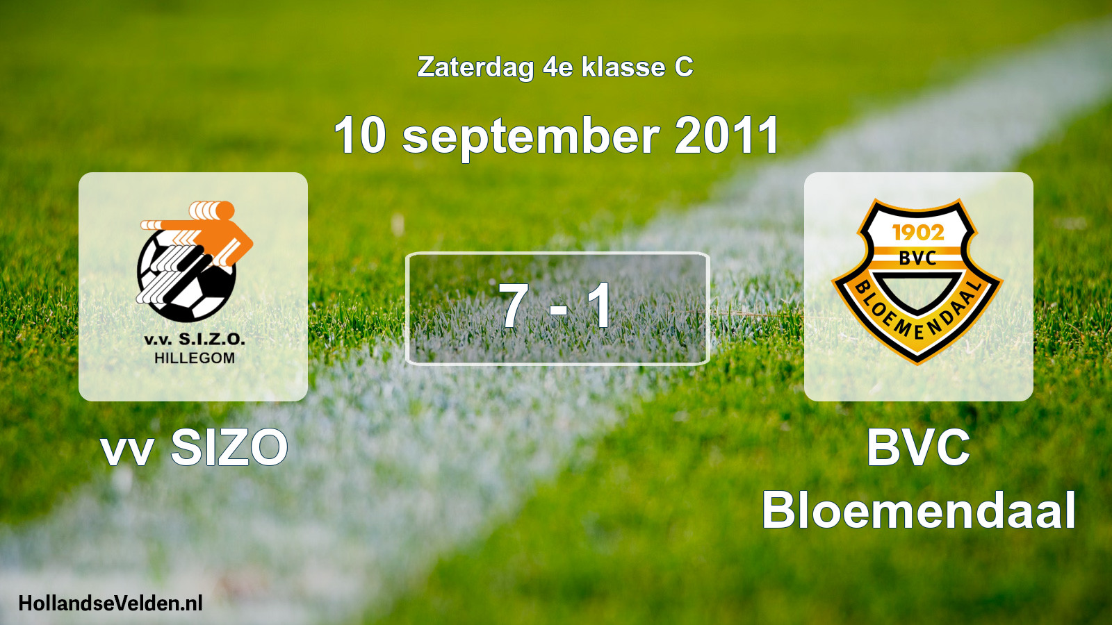 Total number of matches played: vv SIZO - BVC Bloemendaal 7 - 1 (10 September 2011)