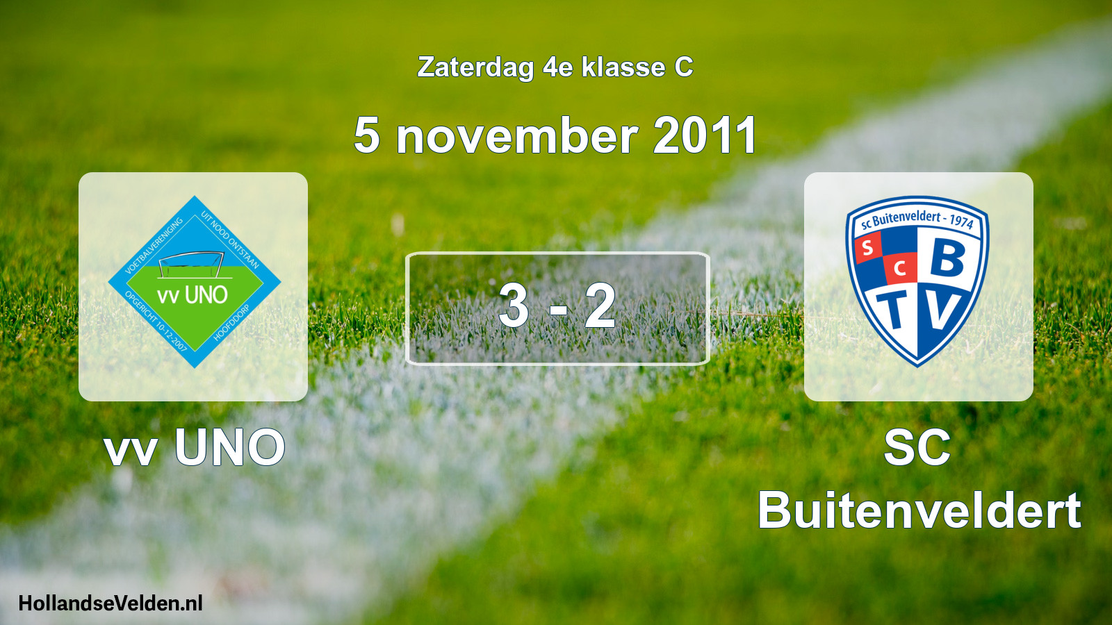 Total number of matches played: vv UNO - SC Buitenveldert 3 - 2 (5 November 2011)