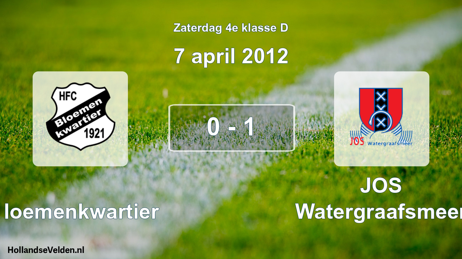 Total number of matches played: Bloemenkwartier - JOS Watergraafsmeer 0 - 1 (7 April 2012)