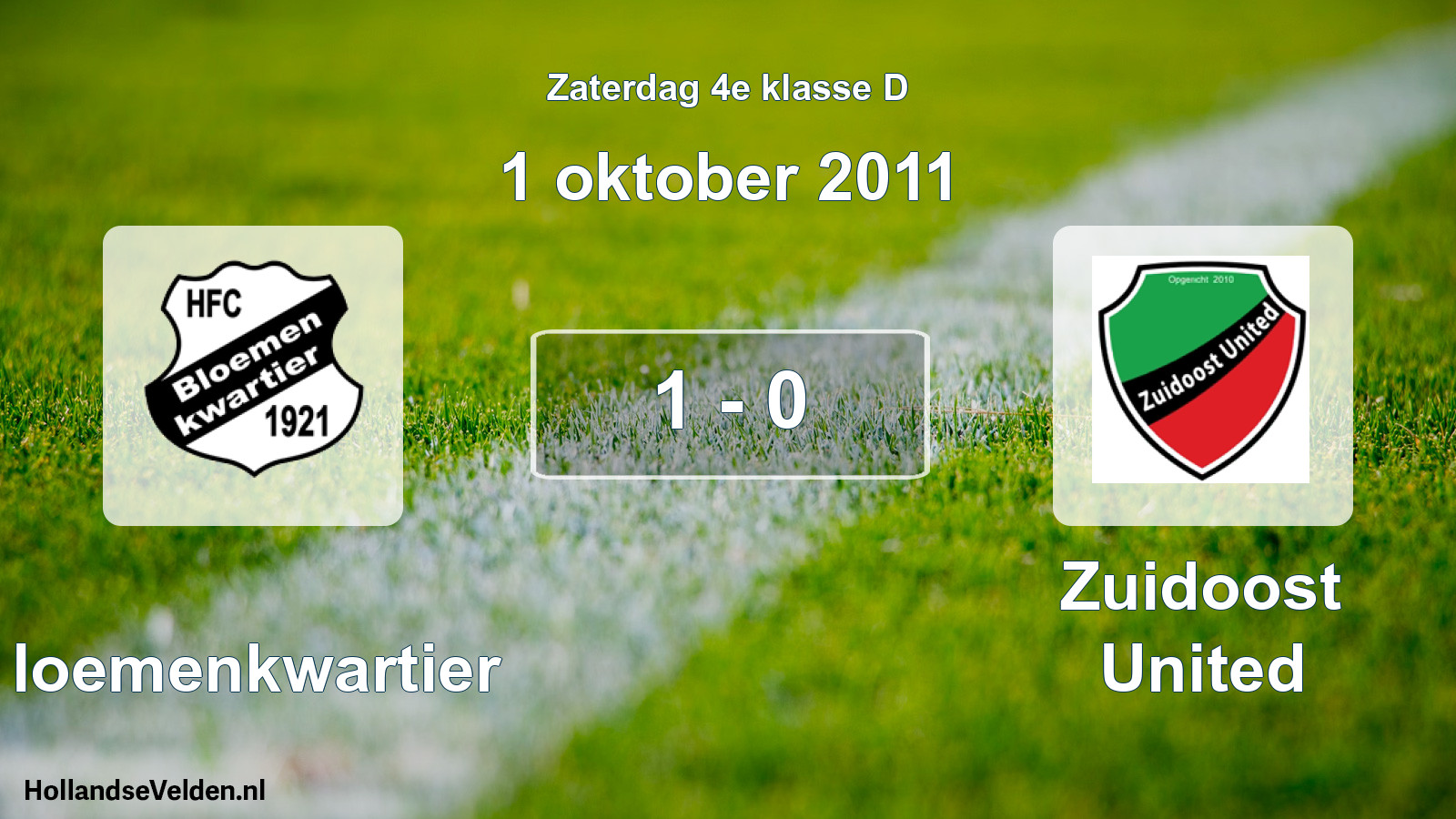 Total number of matches played: Bloemenkwartier - Zuidoost United 1 - 0 (1 October 2011)
