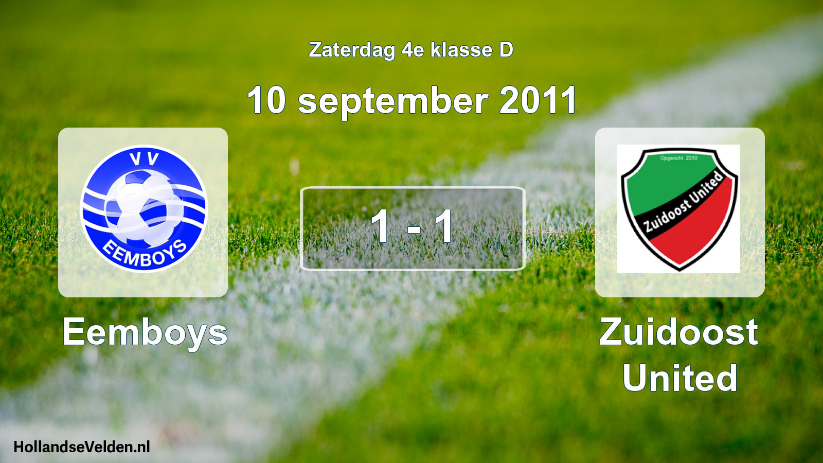 Total number of matches played: Eemboys - Zuidoost United 1 - 1 (10 September 2011)