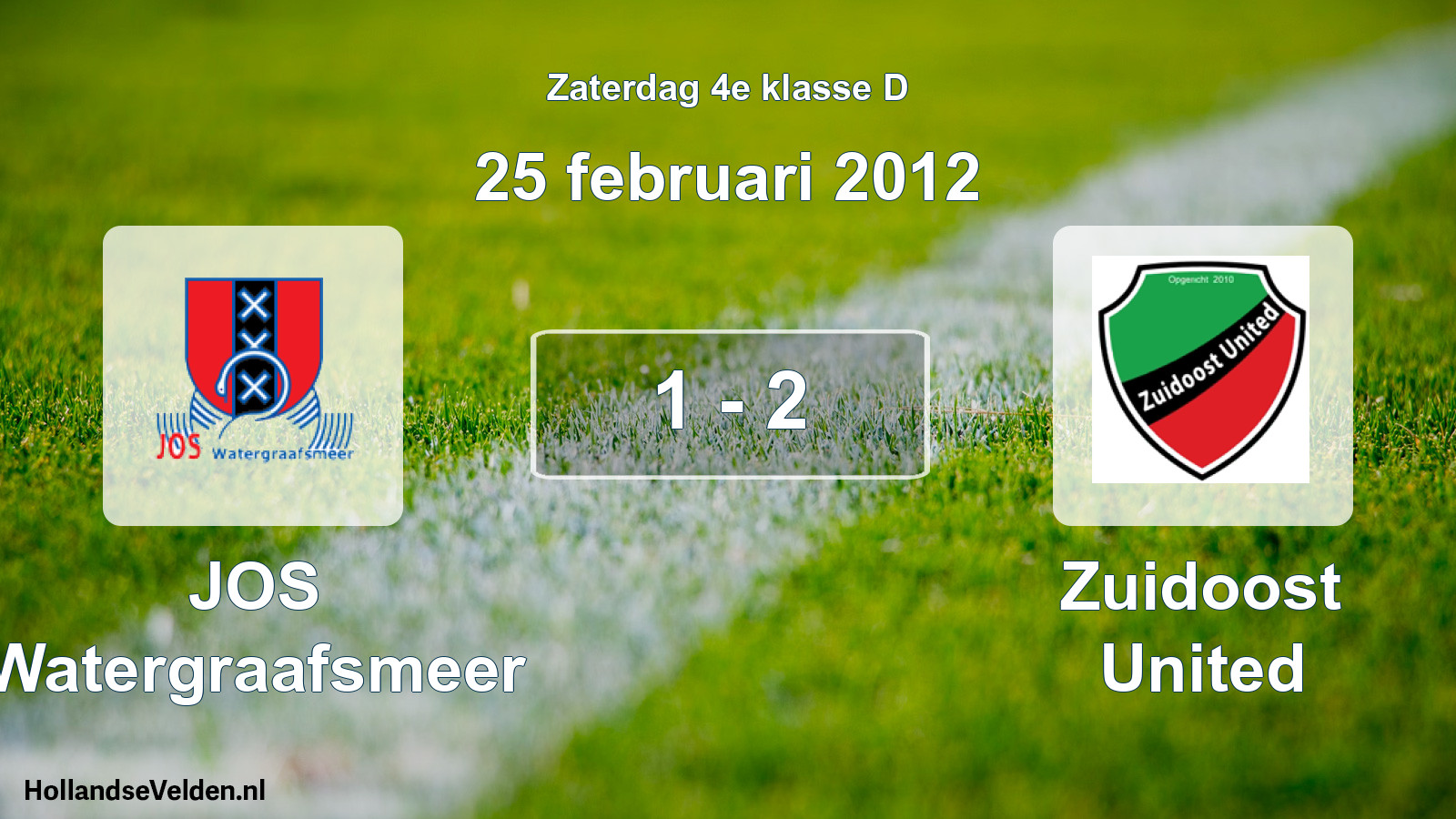 Total number of matches played: JOS Watergraafsmeer - Zuidoost United 1 - 2 (25 February 2012)