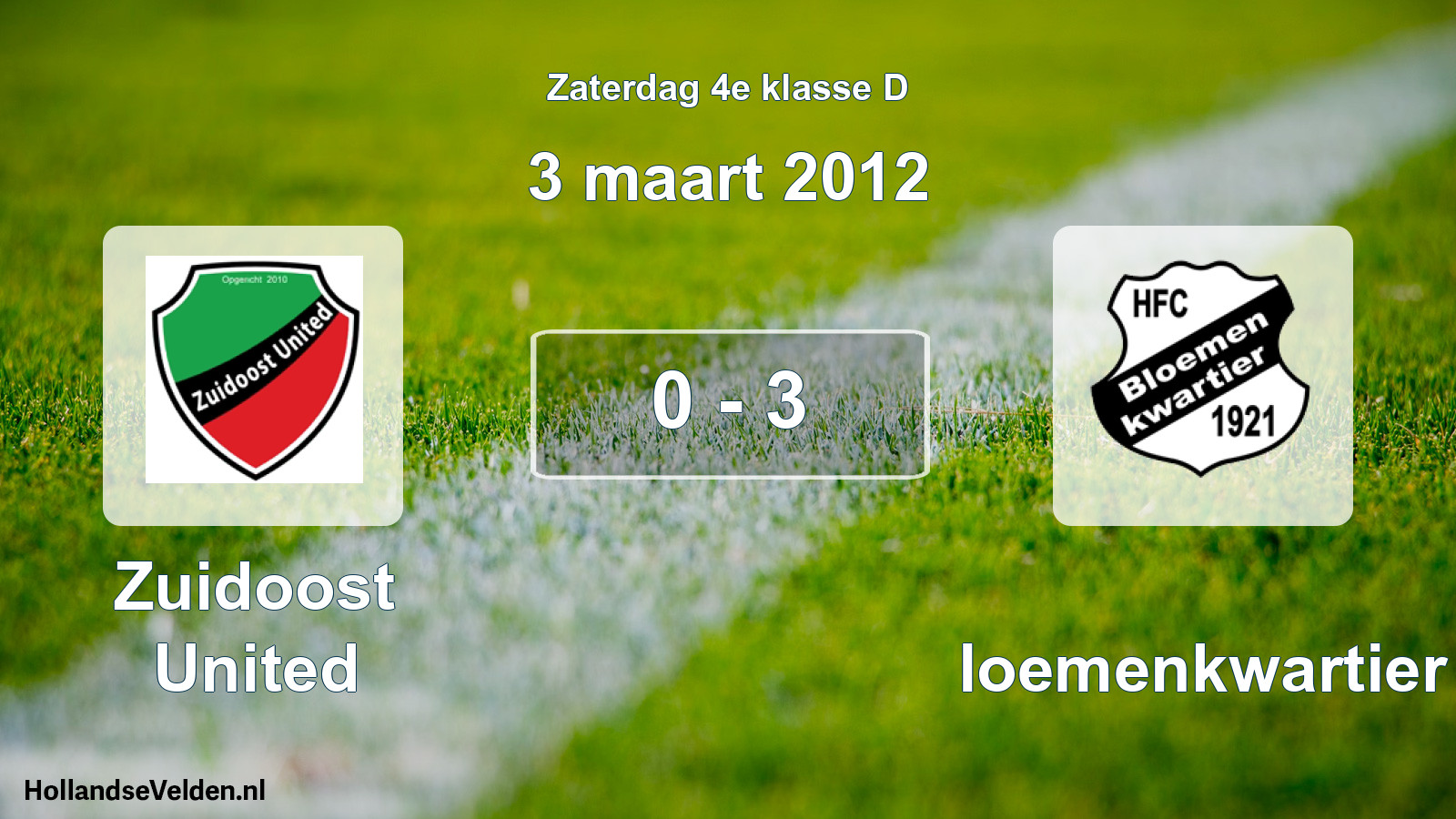 Total number of matches played: Zuidoost United - Bloemenkwartier 0 - 3 (3 March 2012)