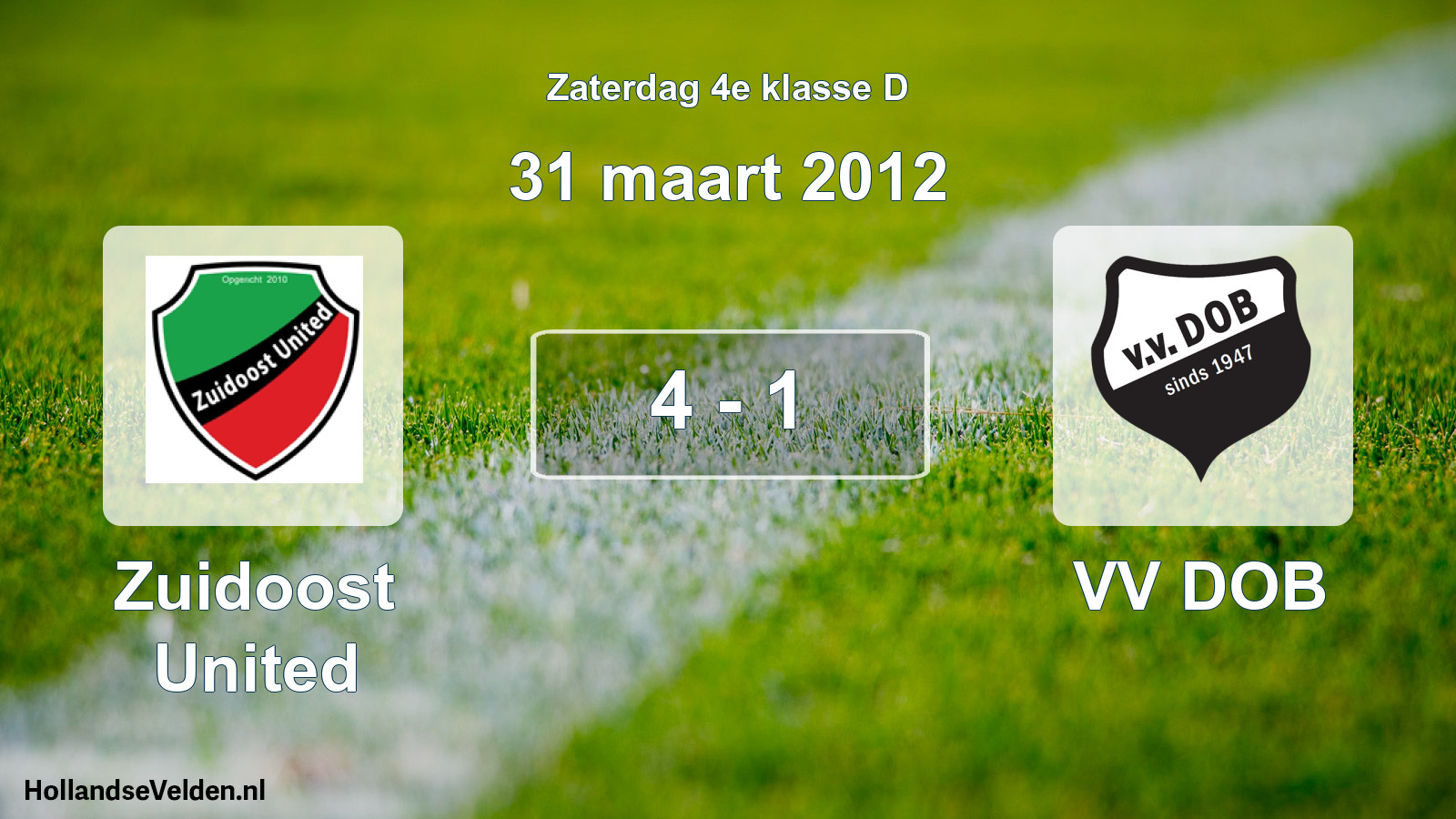 Total number of matches played: Zuidoost United - VV DOB 4 - 1 (31 March 2012)