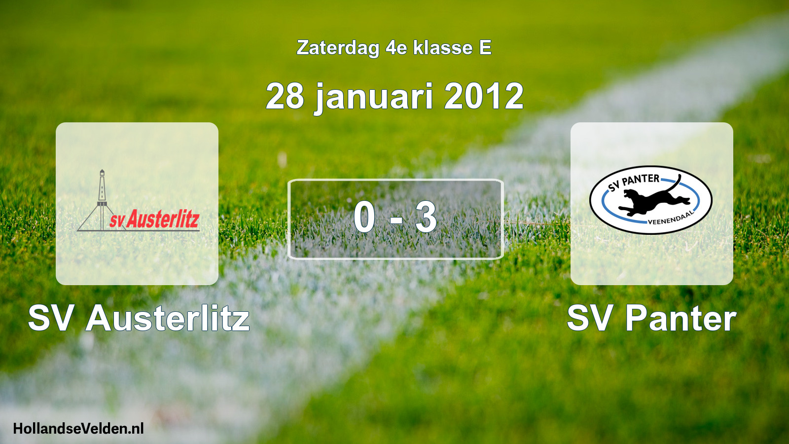 Total number of matches played: SV Austerlitz - SV Panter 0 - 3 (28 January 2012)