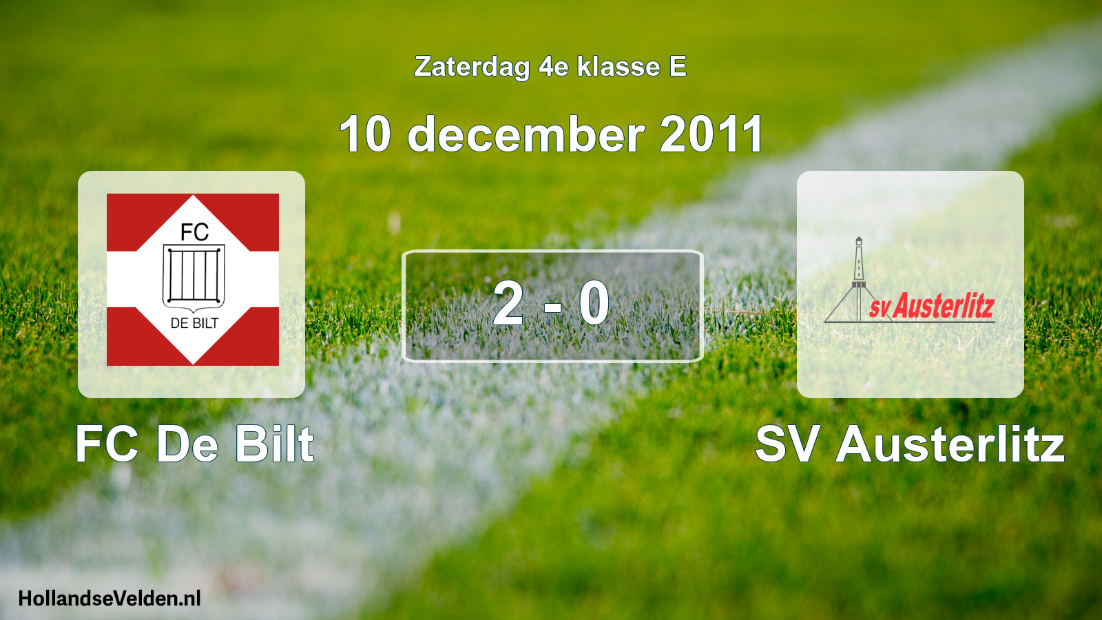 Total number of matches played: FC De Bilt - SV Austerlitz 2 - 0 (10 December 2011)