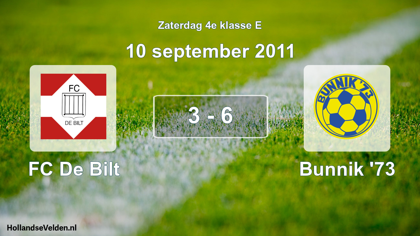 Total number of matches played: FC De Bilt - Bunnik '73 3 - 6 (10 September 2011)