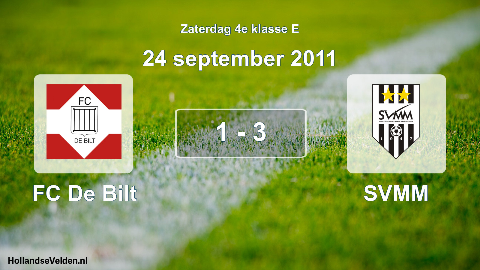 Total number of matches played: FC De Bilt - SVMM 1 - 3 (24 September 2011)