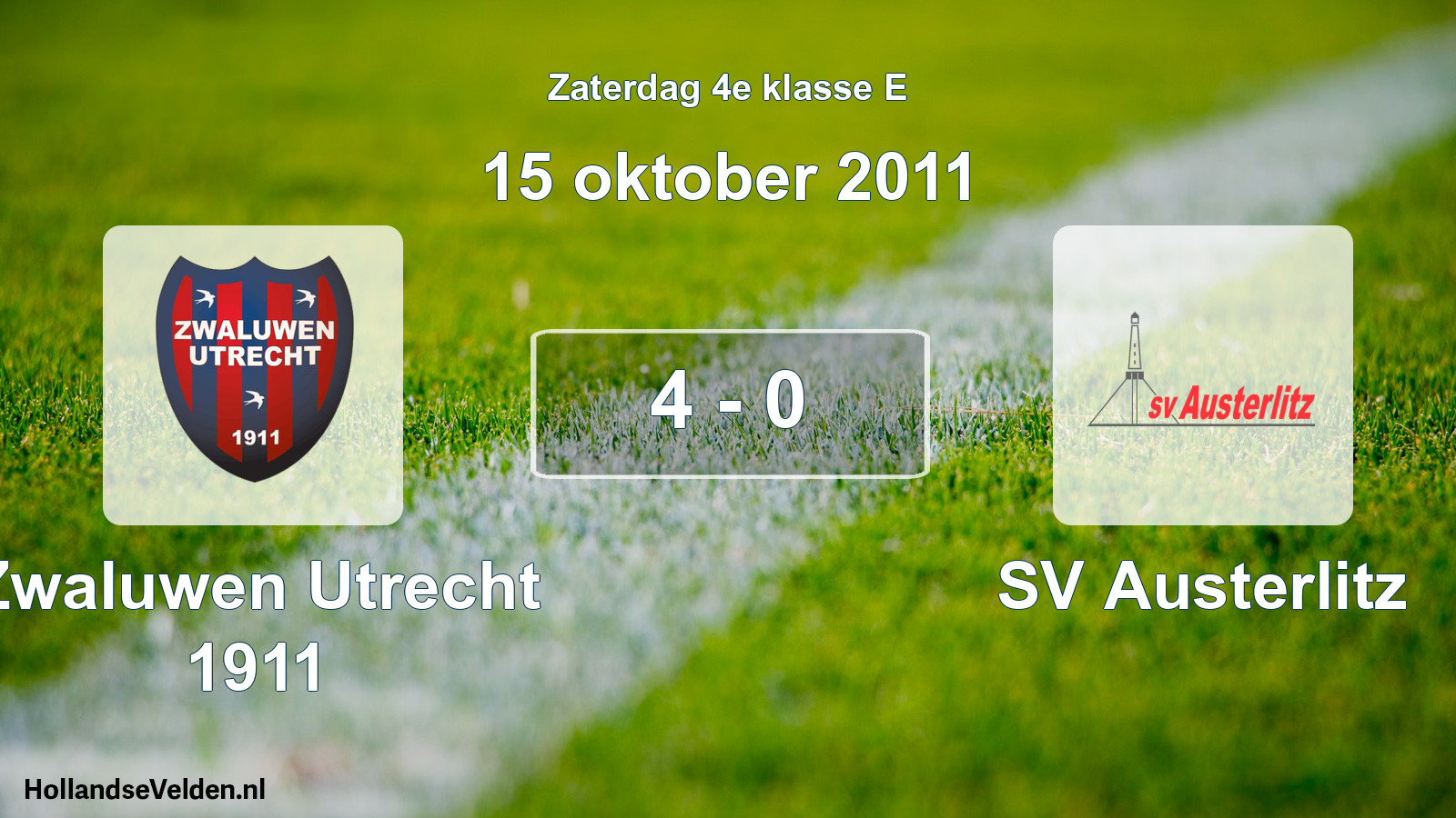 Total number of matches played: Zwaluwen Utrecht 1911 - SV Austerlitz 4 - 0 (15 October 2011)
