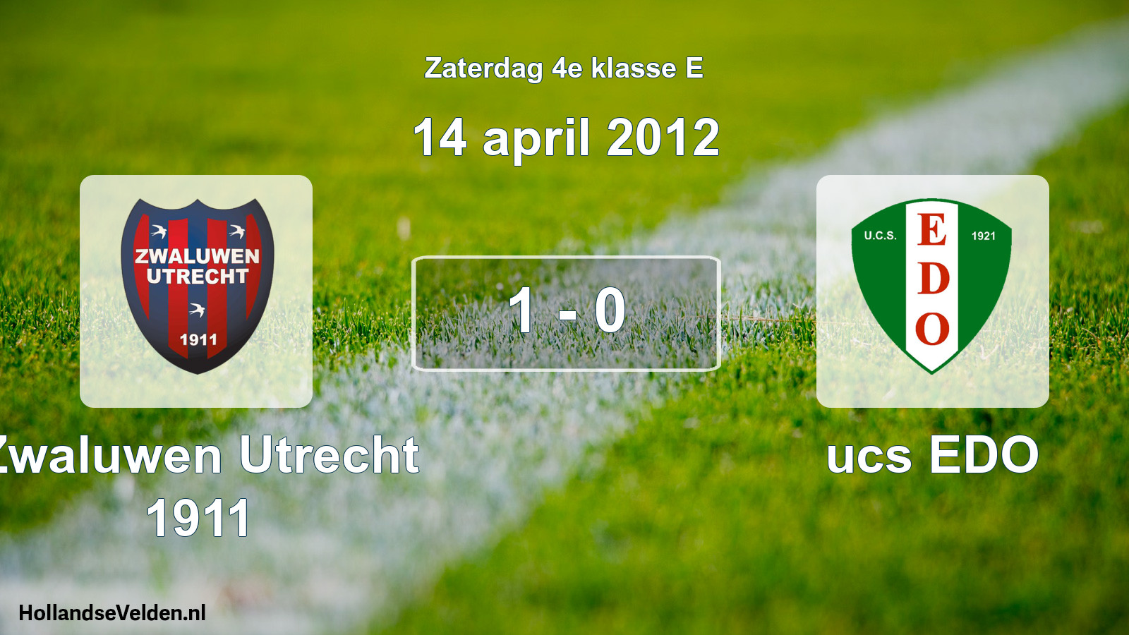 Total number of matches played: Zwaluwen Utrecht 1911 - ucs EDO 1 - 0 (14 April 2012)