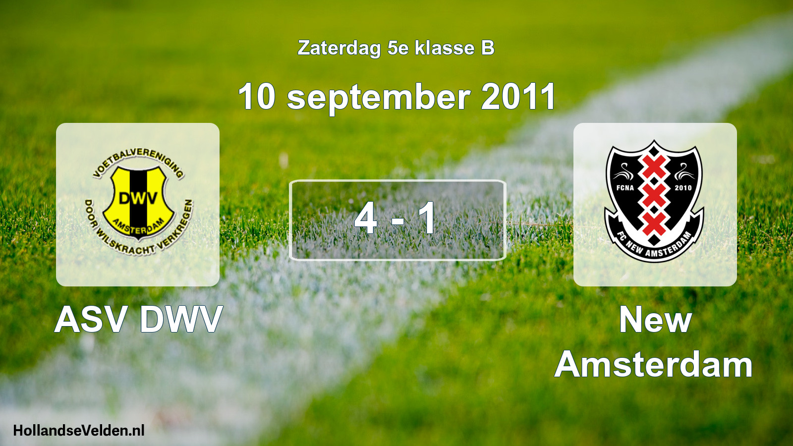 Total number of matches played: ASV DWV - New Amsterdam 4 - 1 (10 September 2011)