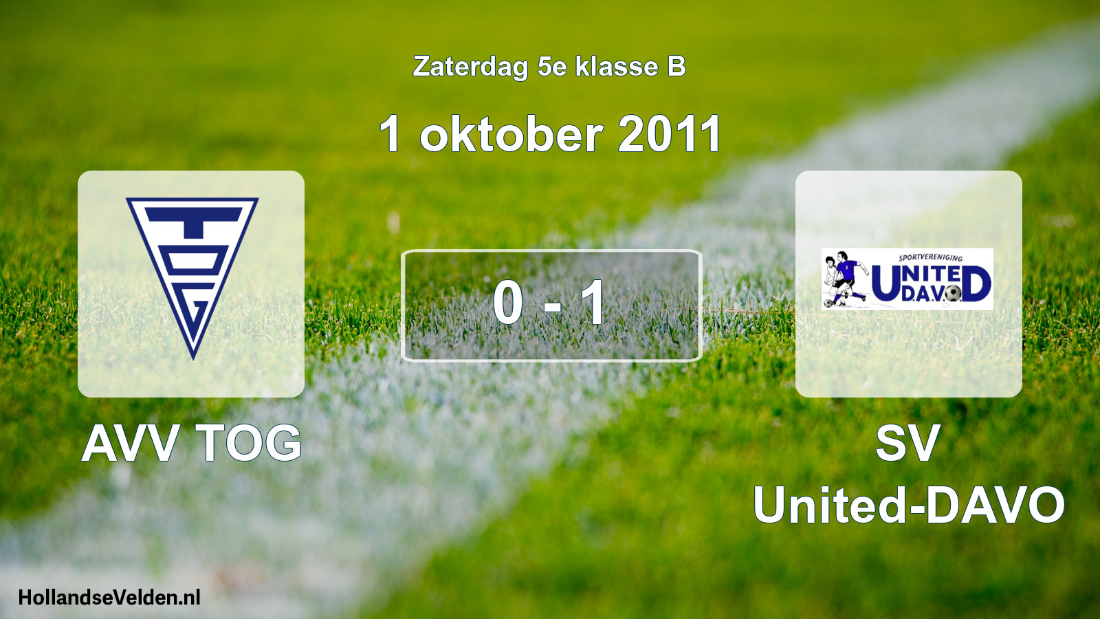 Total number of matches played: AVV TOG - SV United-DAVO 0 - 1 (1 October 2011)