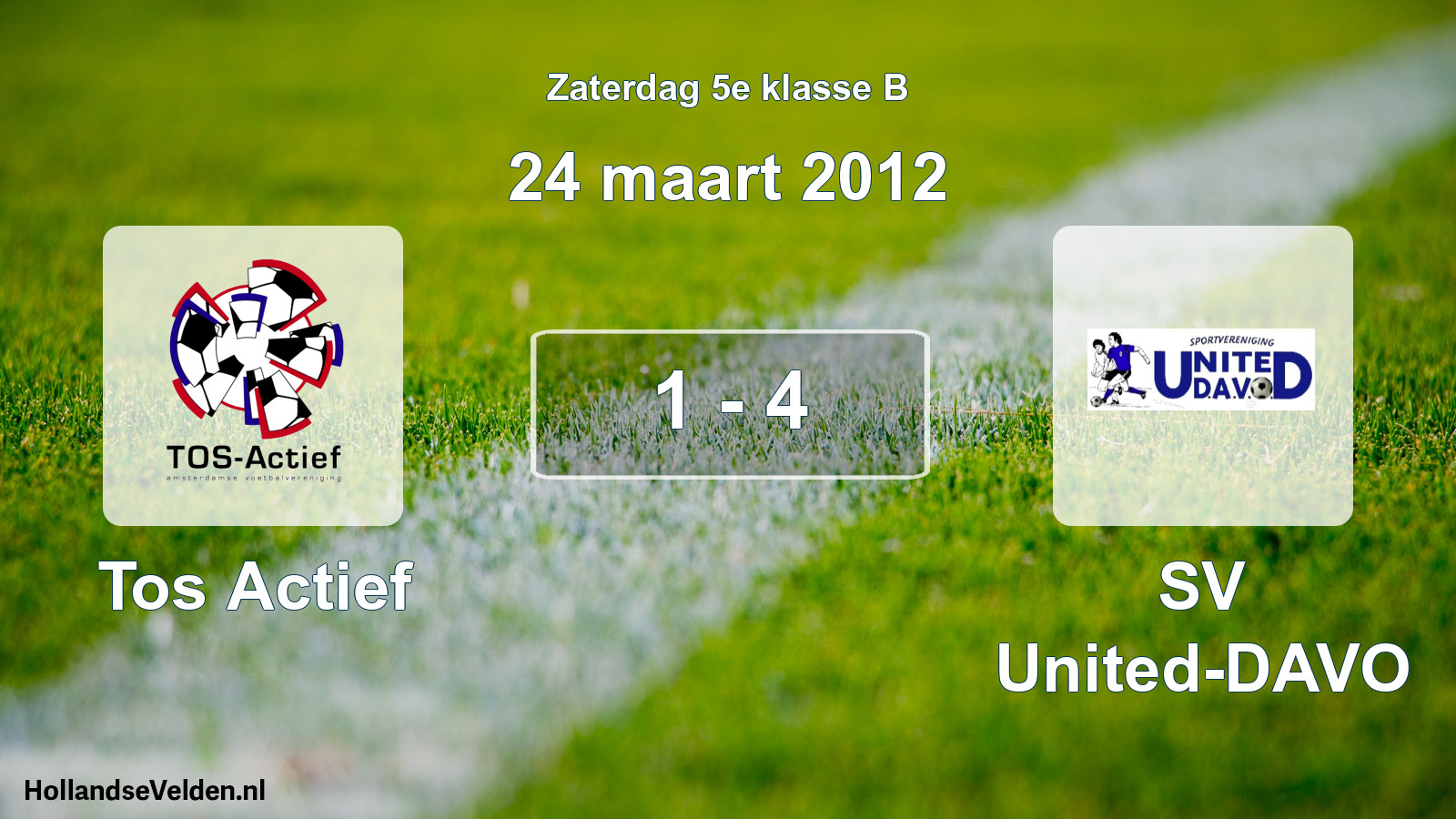 Total number of matches played: Tos Actief - SV United-DAVO 1 - 4 (24 March 2012)