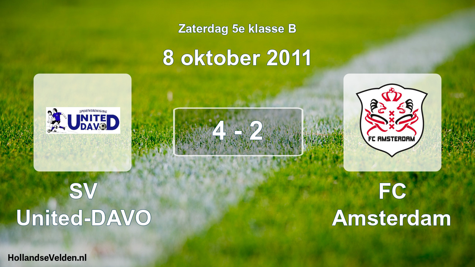 Total number of matches played: SV United-DAVO - FC Amsterdam 4 - 2 (8 October 2011)