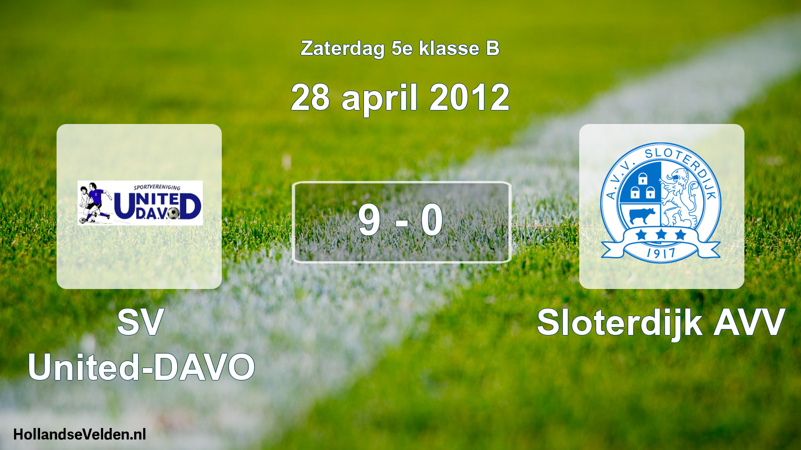 Total number of matches played: SV United-DAVO - Sloterdijk AVV 9 - 0 (28 April 2012)