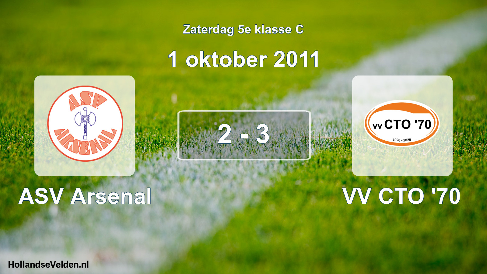 Total number of matches played: ASV Arsenal - VV CTO '70 2 - 3 (1 October 2011)