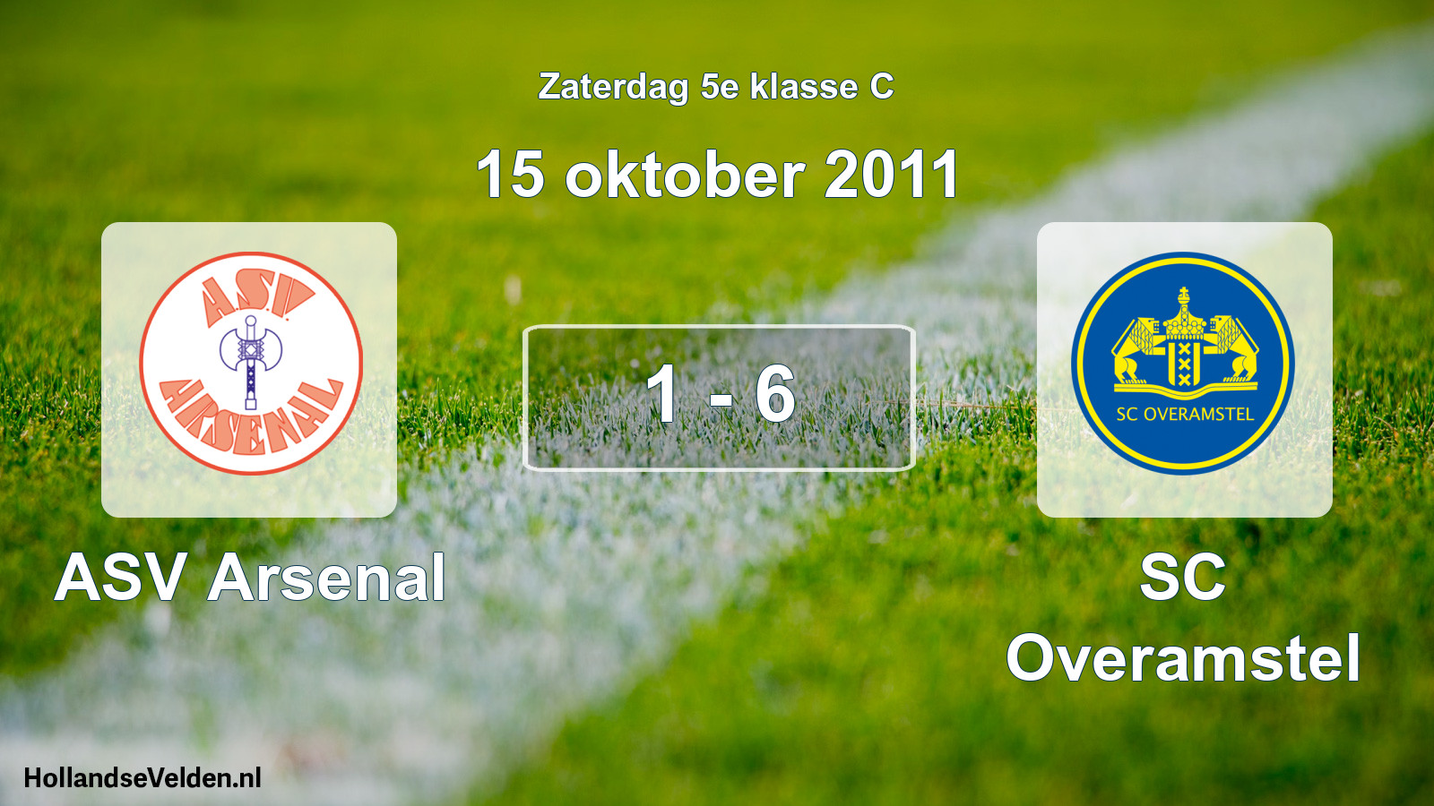 Total number of matches played: ASV Arsenal - SC Overamstel 1 - 6 (15 October 2011)