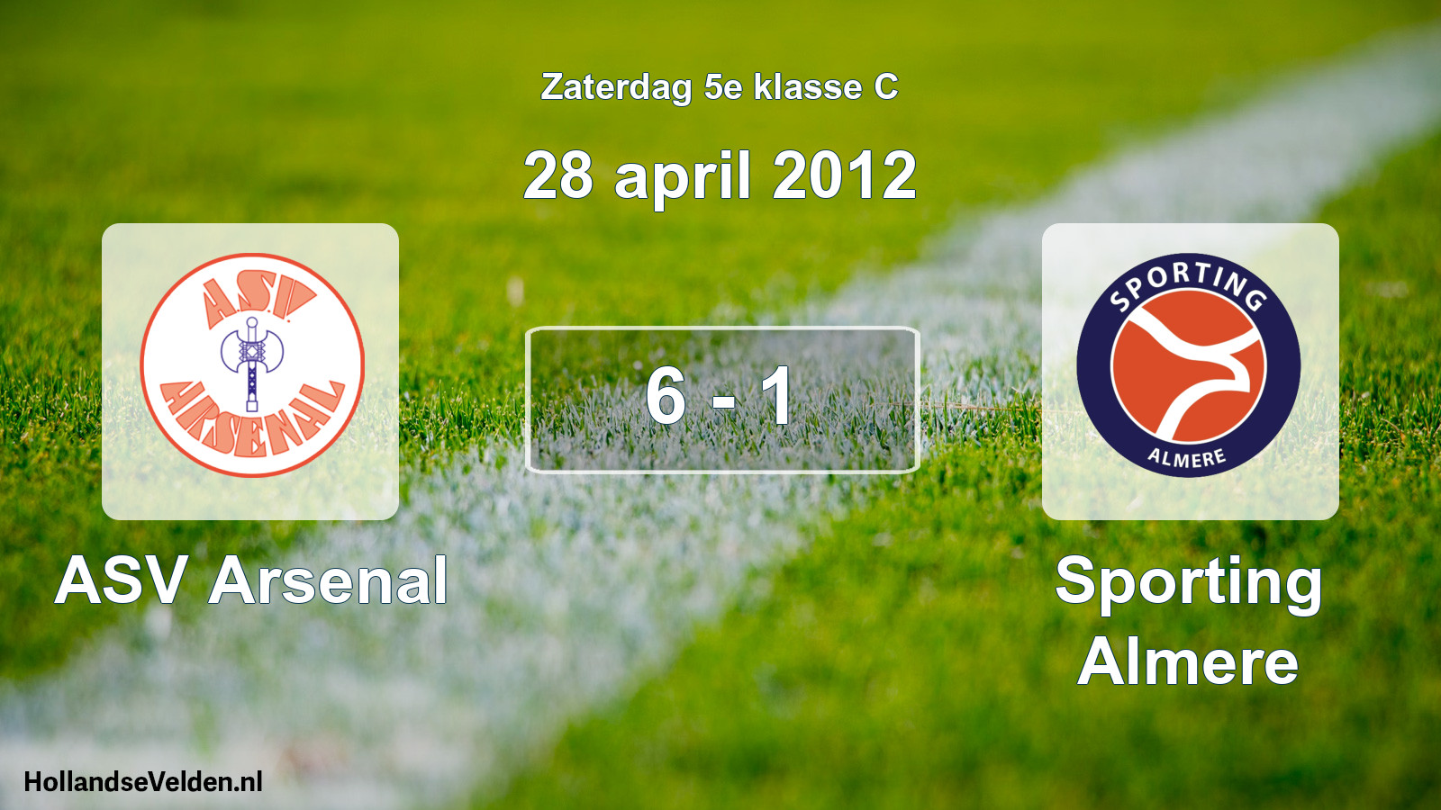 Total number of matches played: ASV Arsenal - Sporting Almere 6 - 1 (28 April 2012)