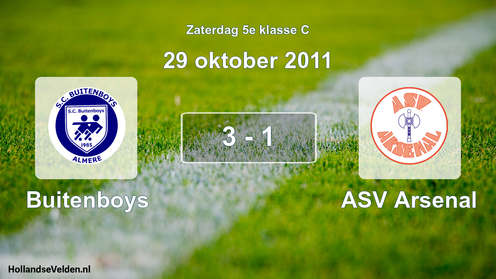Total number of matches played: Buitenboys - ASV Arsenal 3 - 1 (29 October 2011)