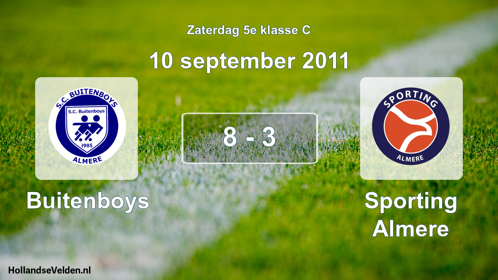 Total number of matches played: Buitenboys - Sporting Almere 8 - 3 (10 September 2011)