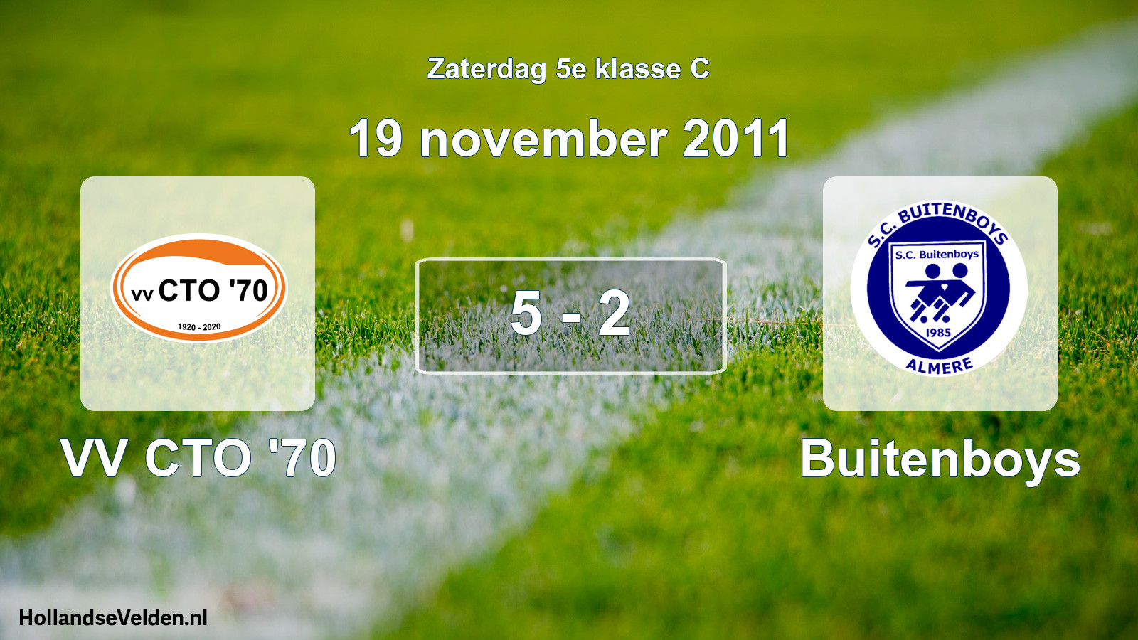 Total number of matches played: VV CTO '70 - Buitenboys 5 - 2 (19 November 2011)