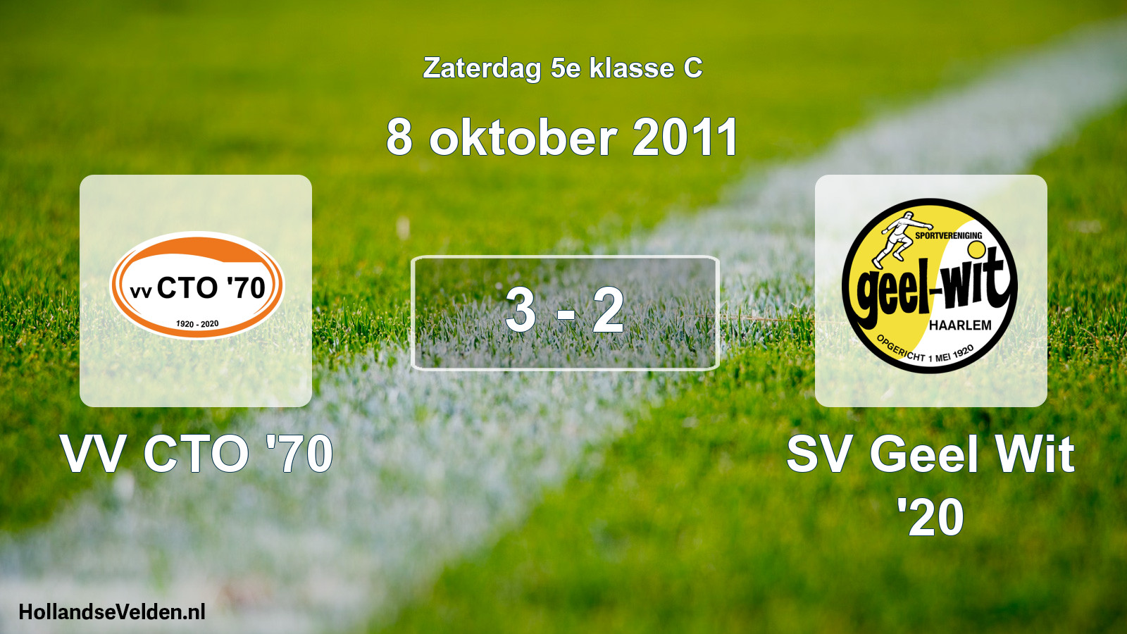 Total number of matches played: VV CTO '70 - SV Geel Wit '20 3 - 2 (8 October 2011)