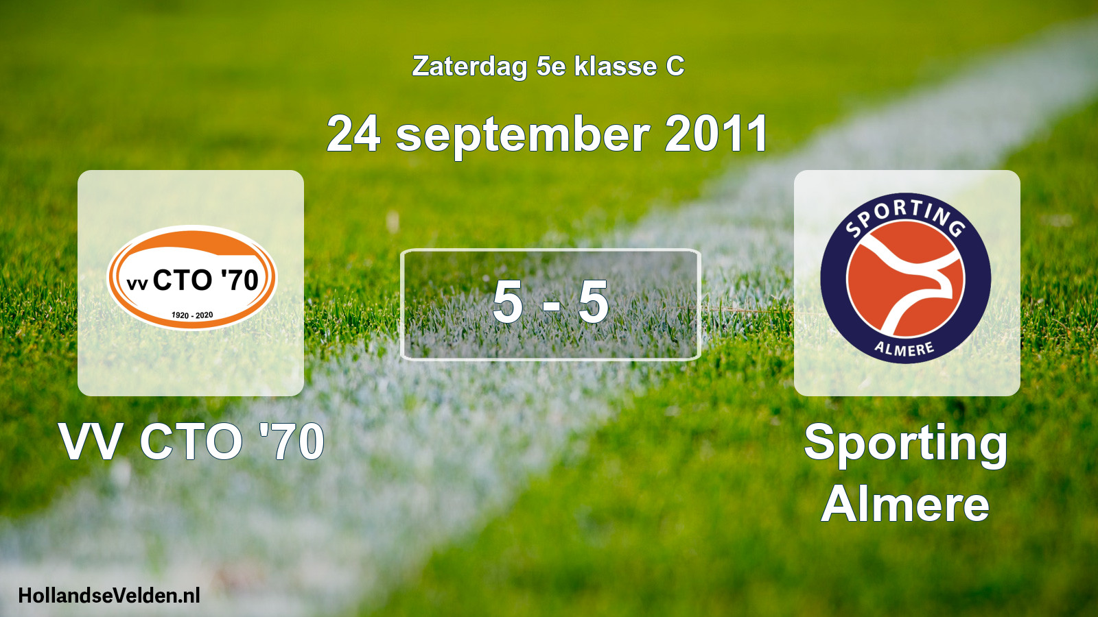Total number of matches played: VV CTO '70 - Sporting Almere 5 - 5 (24 September 2011)