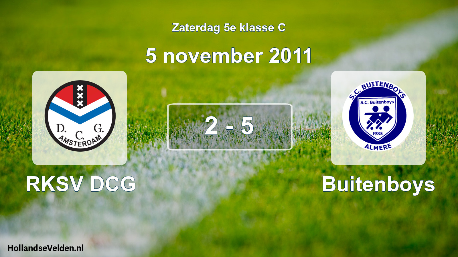Total number of matches played: RKSV DCG - Buitenboys 2 - 5 (5 November 2011)