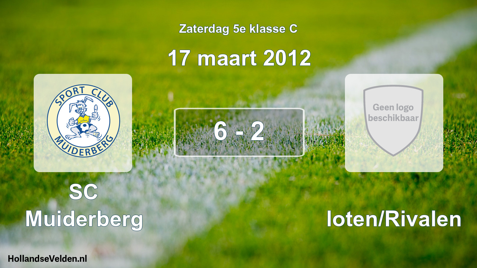 Total number of matches played: SC Muiderberg - Sloten/Rivalen 6 - 2 (17 March 2012)