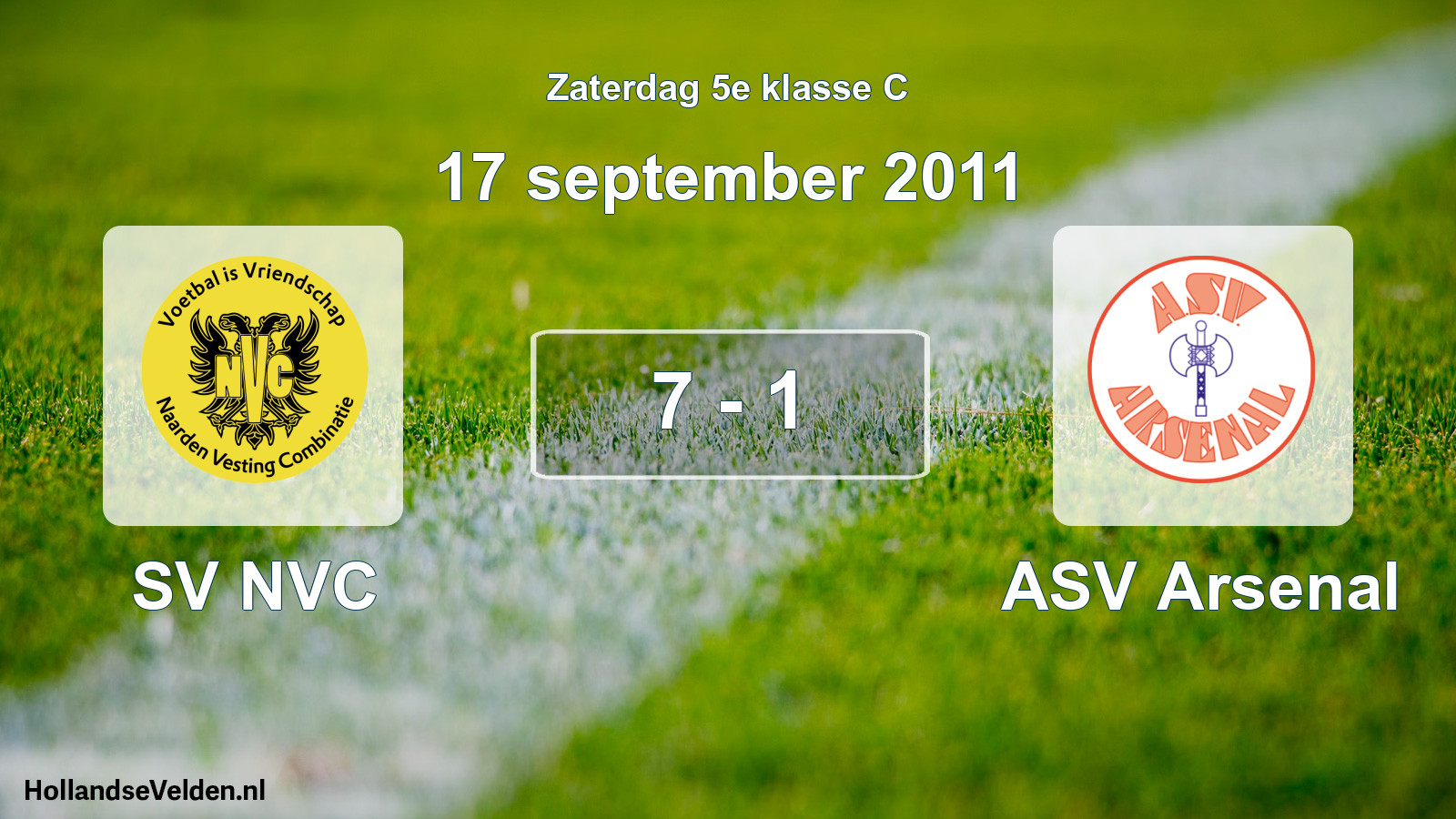 Total number of matches played: SV NVC - ASV Arsenal 7 - 1 (17 September 2011)