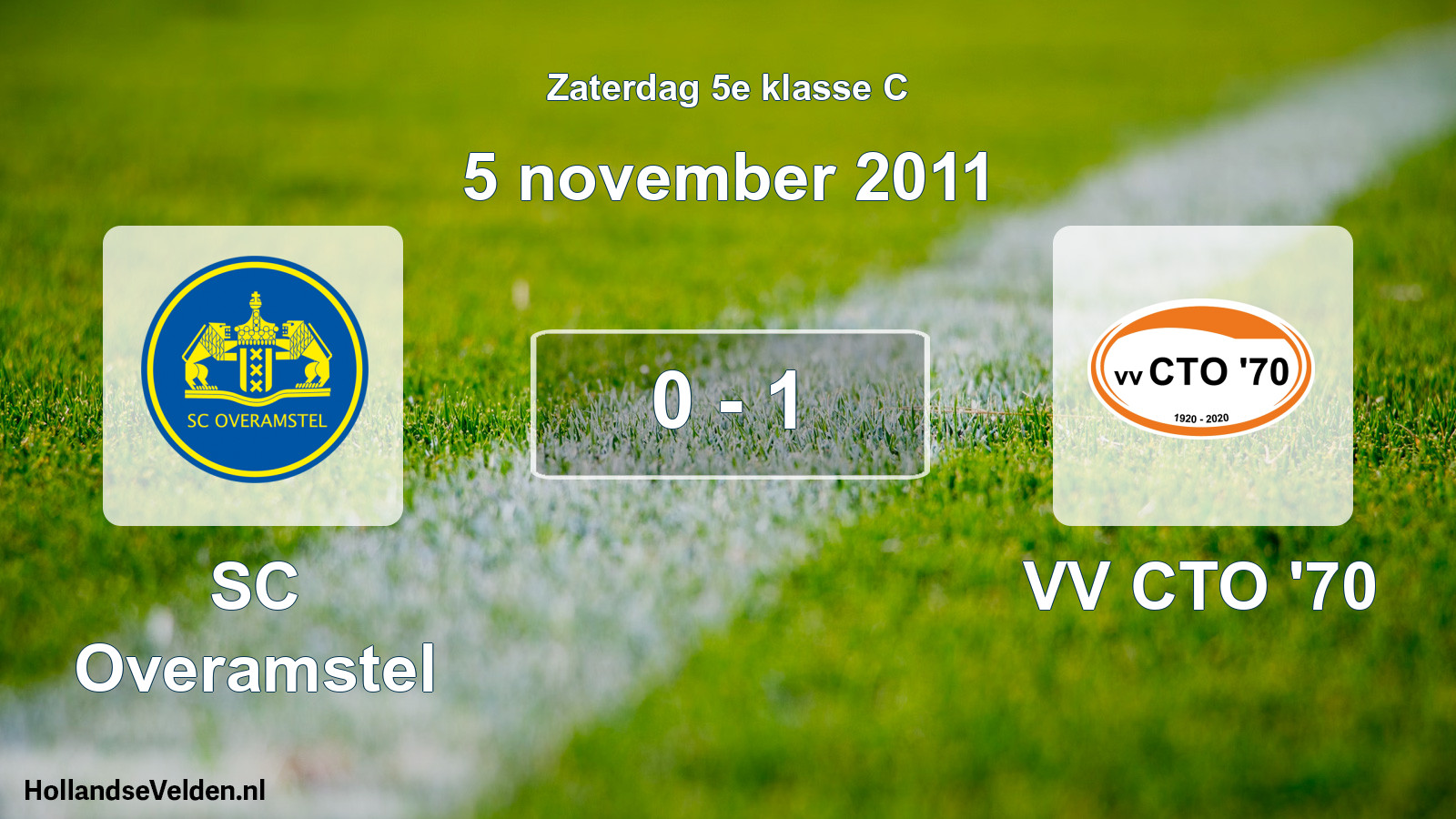 Total number of matches played: SC Overamstel - VV CTO '70 0 - 1 (5 November 2011)