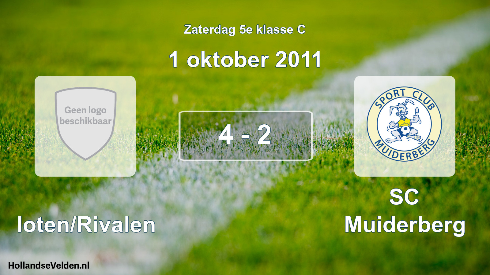 Total number of matches played: Sloten/Rivalen - SC Muiderberg 4 - 2 (1 October 2011)